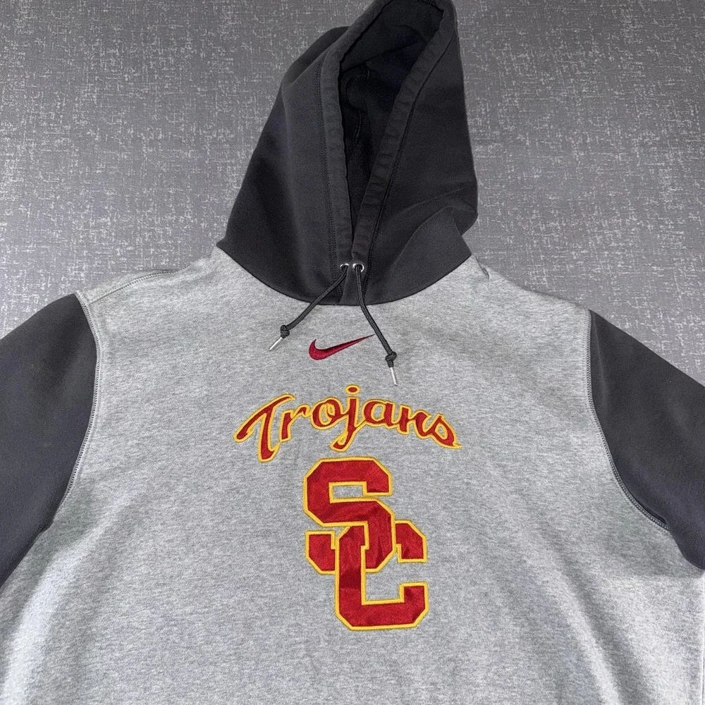 USC Trojans Hoodie Sweatshirt Mens XL Gray NCAA Football Nike Short Sleeve